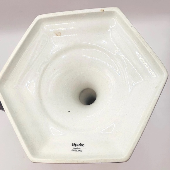 Vintage Spode Penny Lane Honeywall Blue & White Porcelain Candlesticks - Pair - Picture 6 of 15